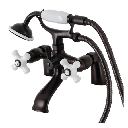 Kingston Brass KS267PXORB Deck Mount Clawfoot Tub Faucet with Hand Shower, Oil Rubbed Bronze KS267PXORB